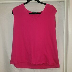 Lauren Ralph Lauren - Ladies Pink, Ruched, Tank Top, Size 1X